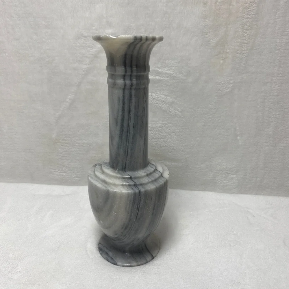 Marble Vase Stone Carved Floral Swirl Design Decorative Tabletop‎ Accent *SEE*